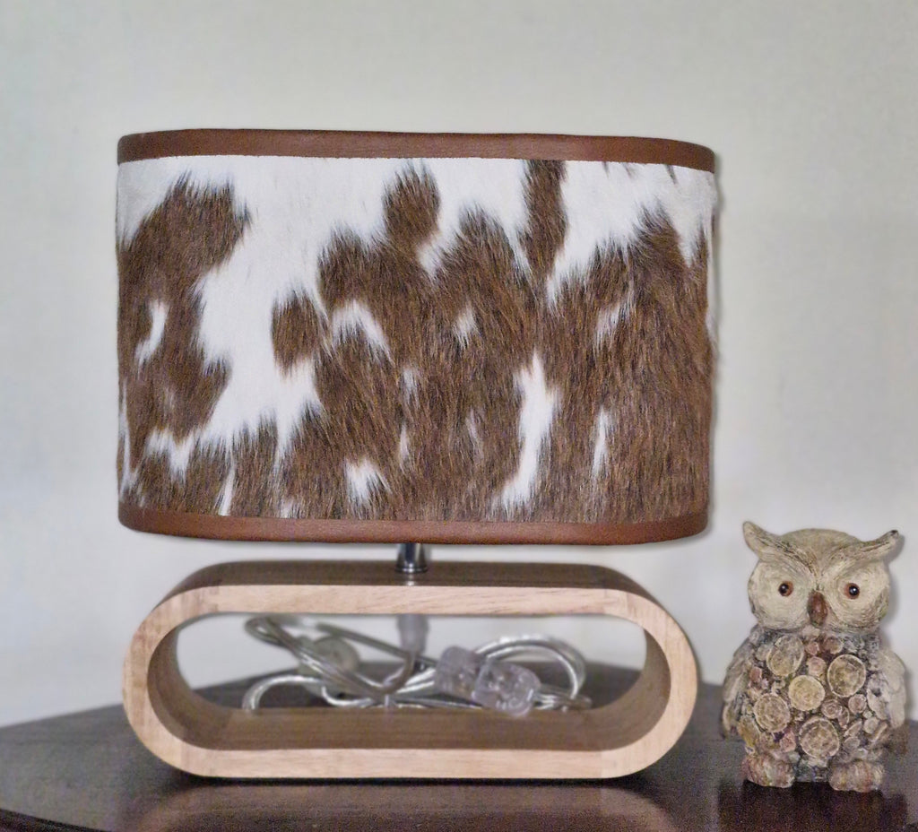 Timber lamp and Cowhide shade - 01