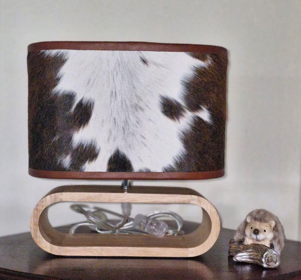 Timber lamp and Cowhide shade - 02