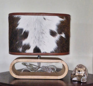 Timber lamp and Cowhide shade - 02