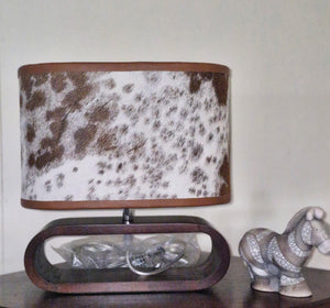 Timber lamp and Cowhide shade - 03