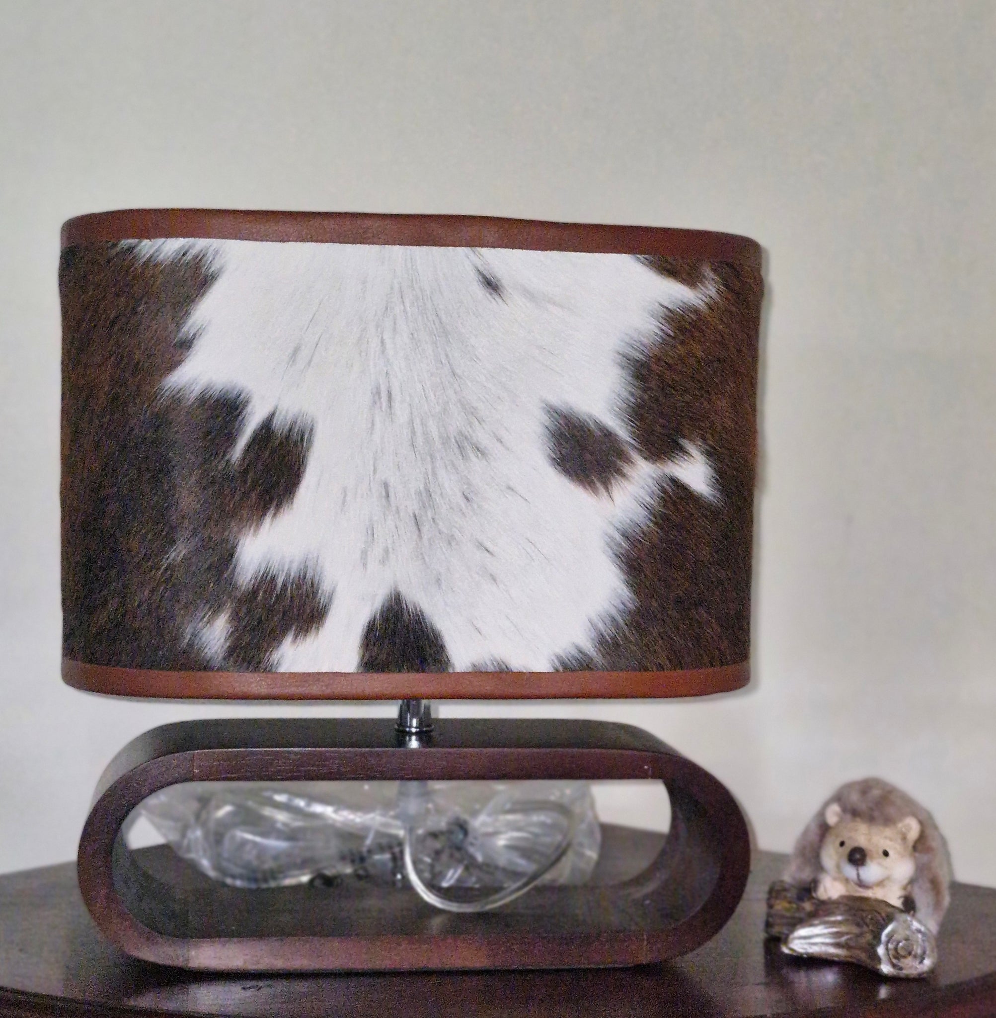 Timber lamp and Cowhide shade - 02