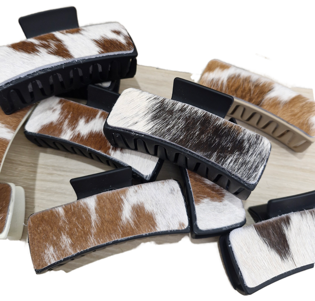 Hair Clips - Cowhide covered