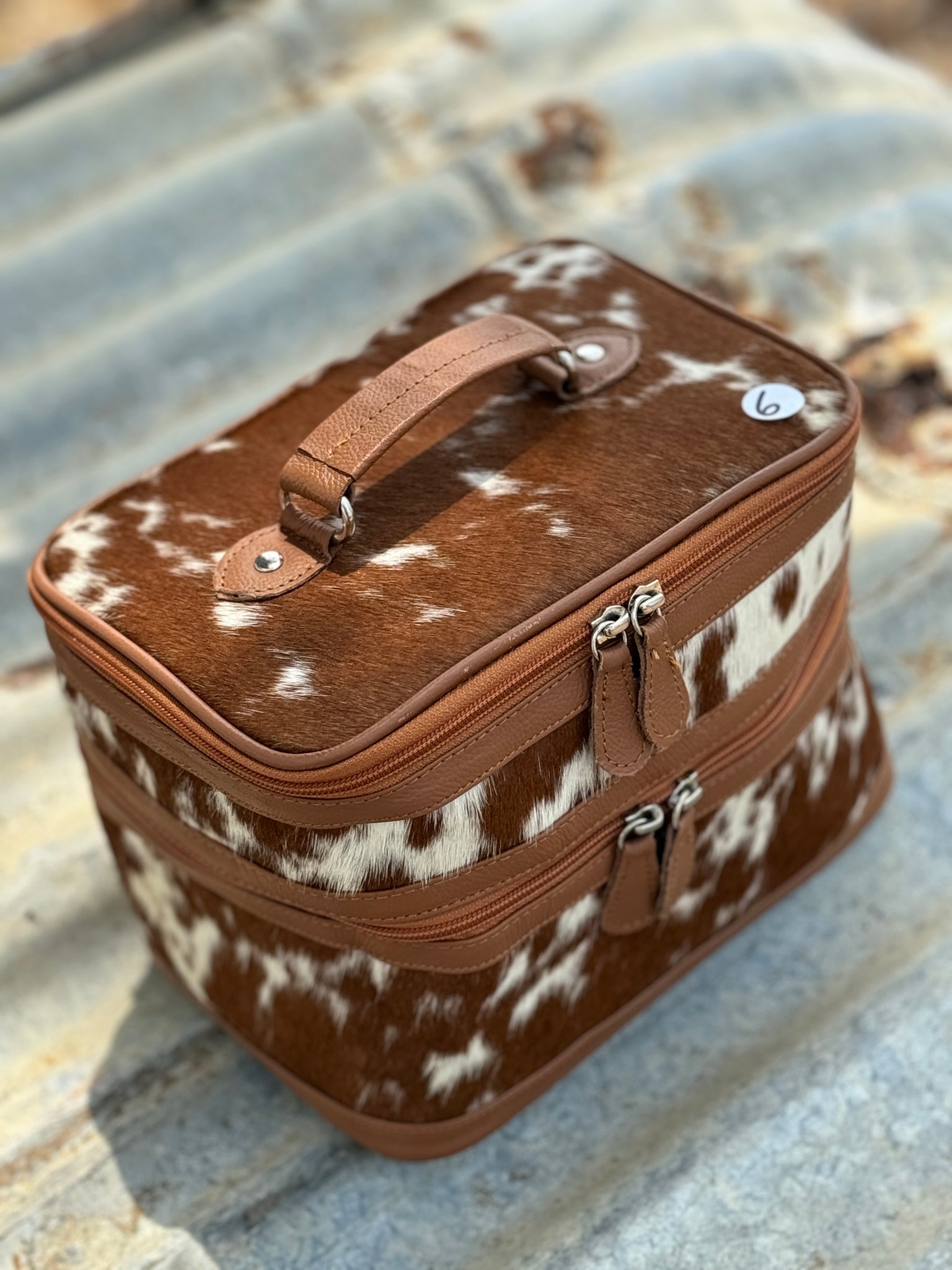 Cowhide Beauty Case #6 Tan