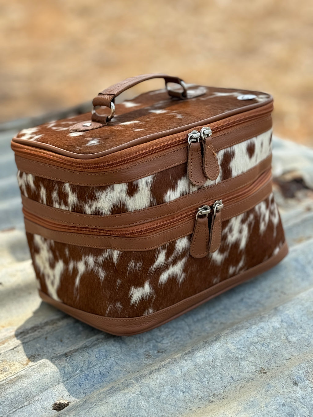 Cowhide Beauty Case #6 Tan