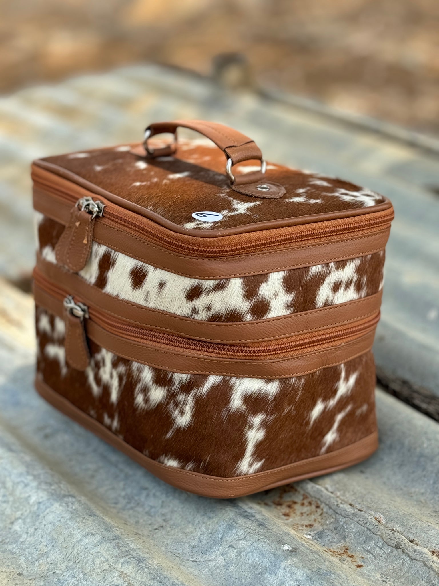 Cowhide Beauty Case #6 Tan