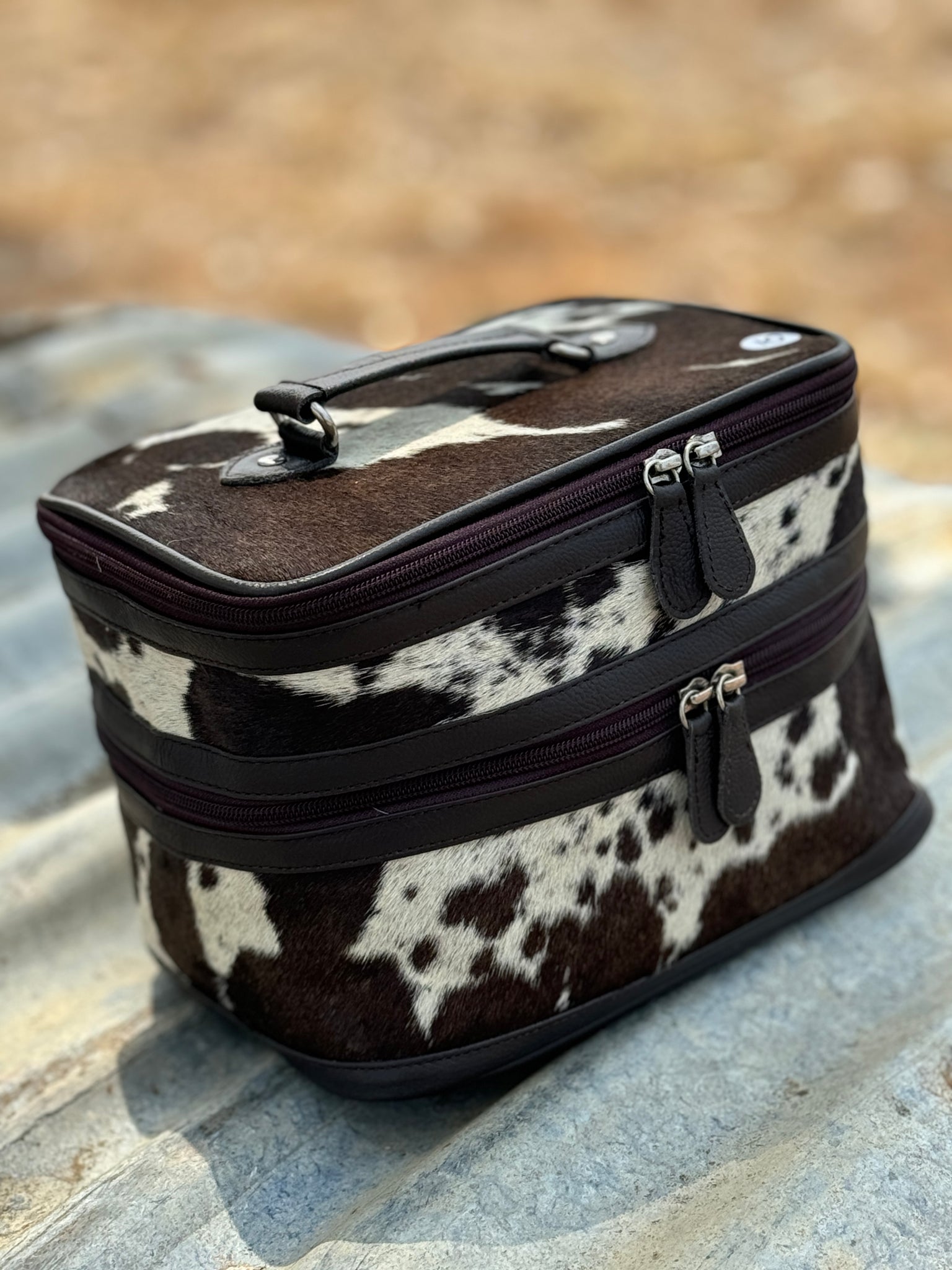 Cowhide Beauty Case #10 Brown