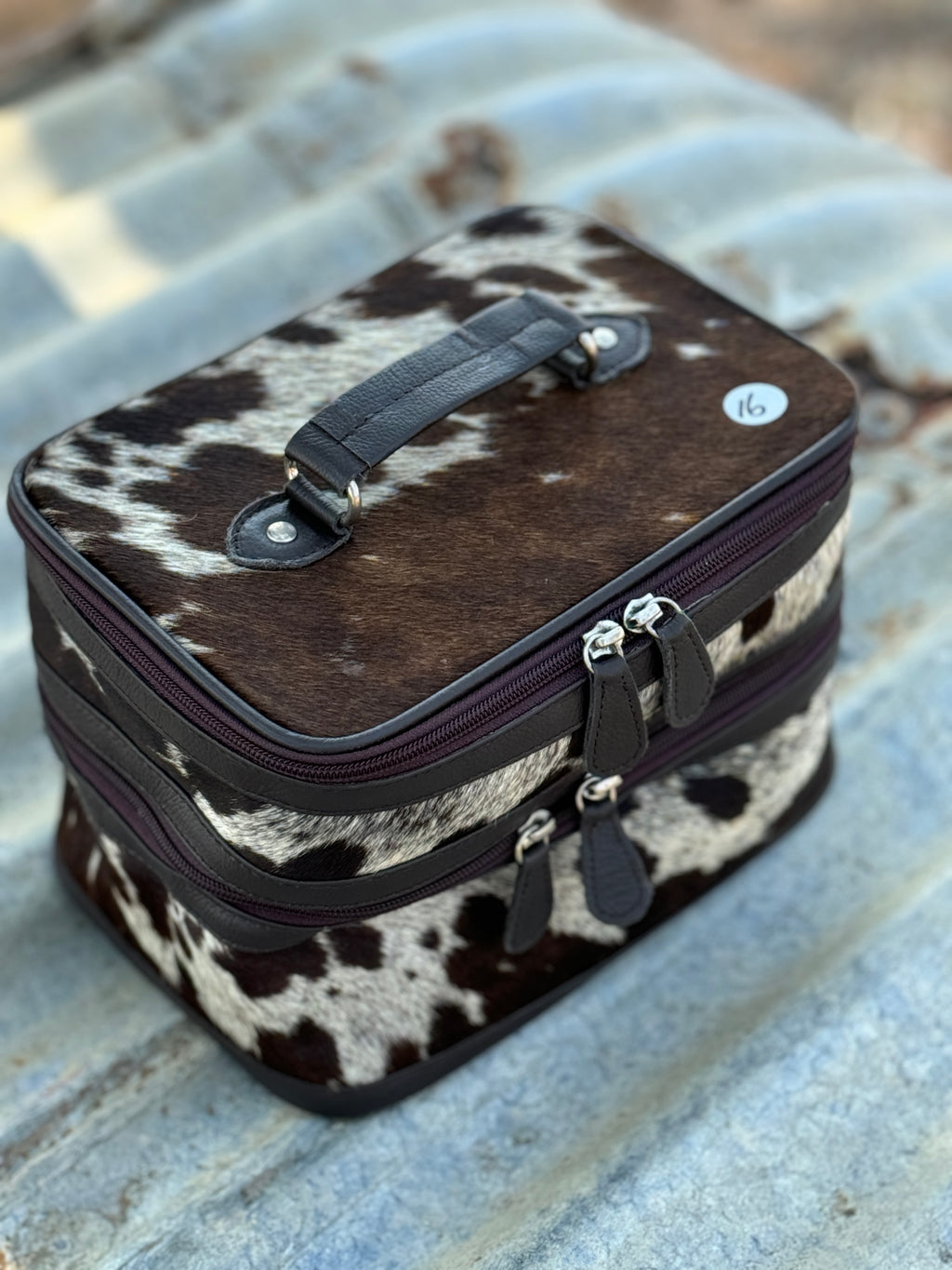 Cowhide Beauty Case #16 Brown